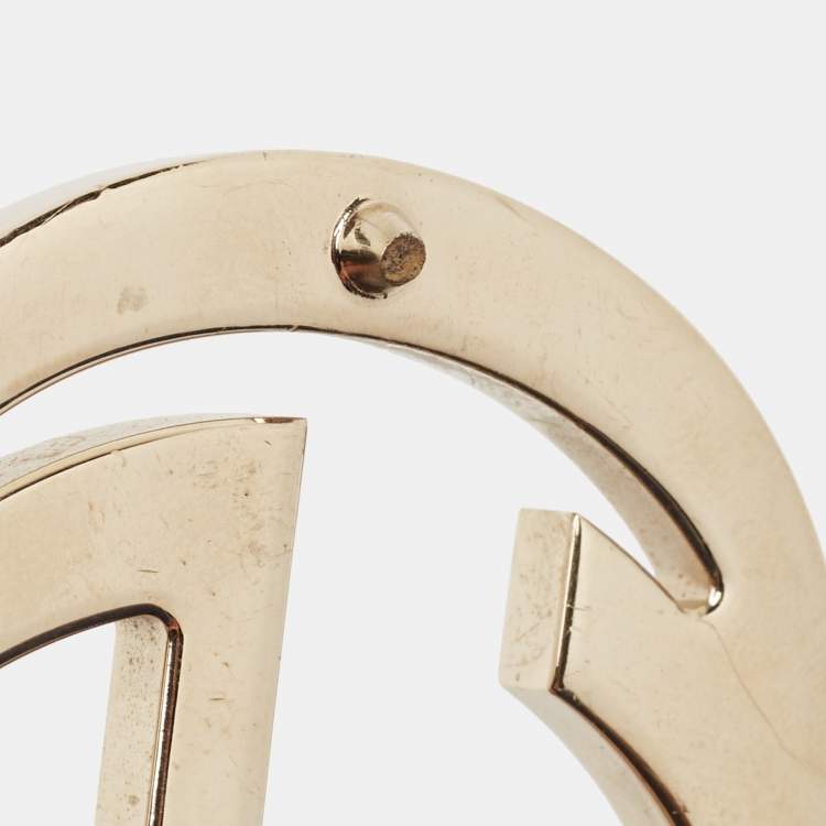 Pre Owned Gucci Blue Web Canvas and Leather Interlocking G Buckle Belt 95CM