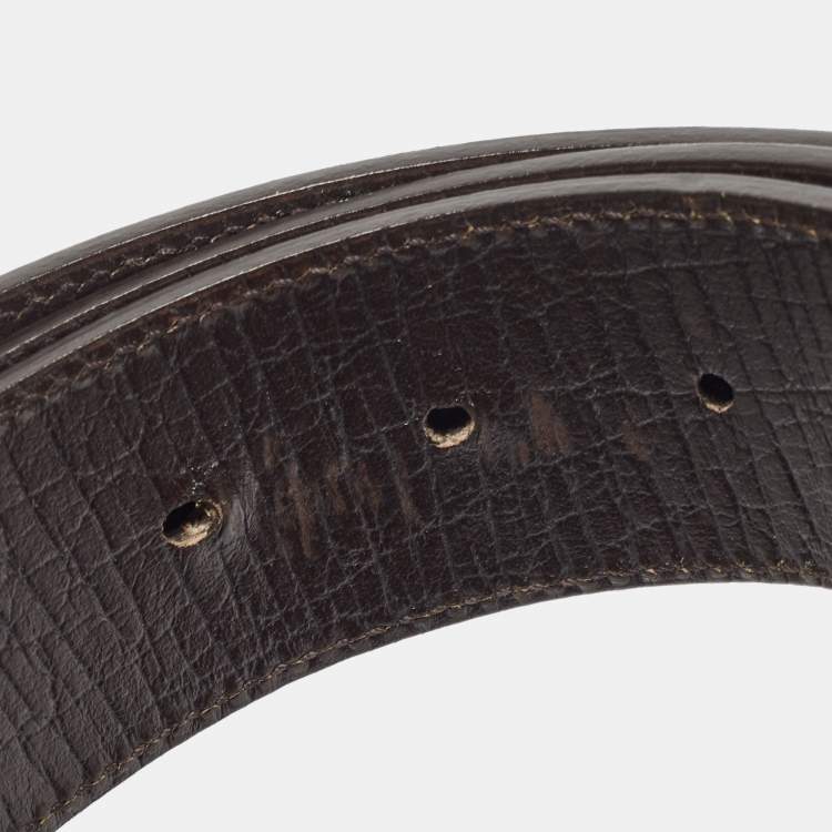 مملوكة مسبقًا Gucci Beige/Brown GG Supreme Canvas Interlocking G Buckle Belt 100CM