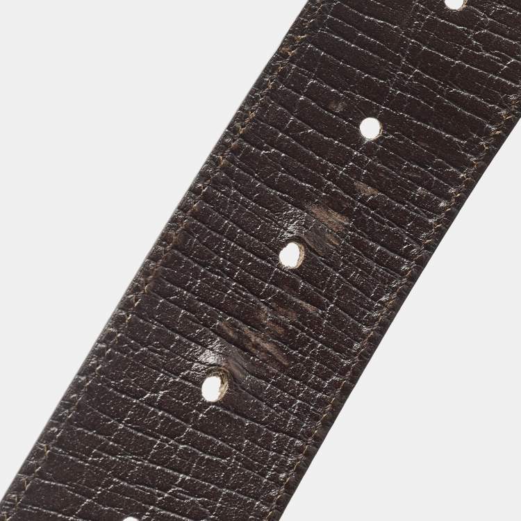 مملوكة مسبقًا Gucci Beige/Brown GG Supreme Canvas Interlocking G Buckle Belt 100CM