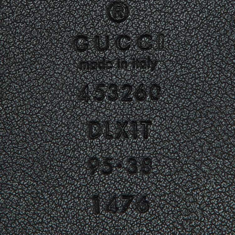 Pre Owned Gucci Black Leather GG Marmont Pearl Embellished Buckle Belt 95CM