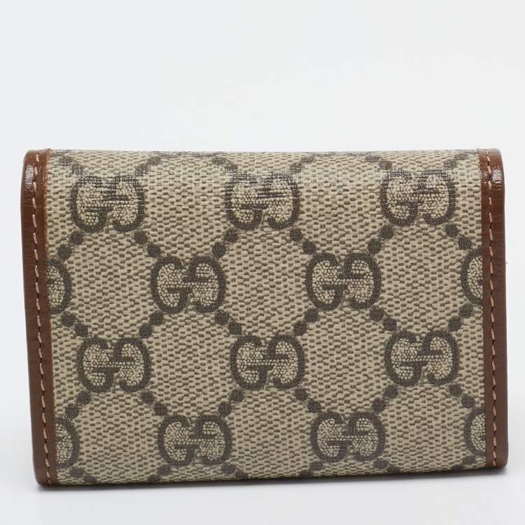 Pre Owned Gucci Beige/Ebony GG Supreme Canvas and Leather Horsebit Key Case