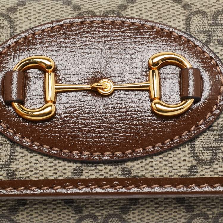 Pre Owned Gucci Beige/Ebony GG Supreme Canvas and Leather Horsebit Key Case