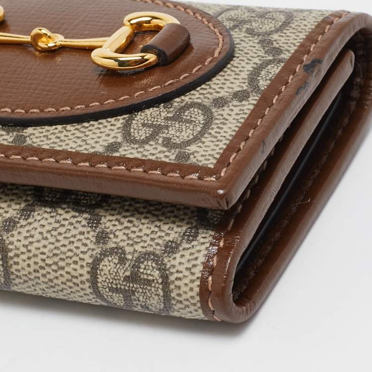 Pre Owned Gucci Beige/Ebony GG Supreme Canvas and Leather Horsebit Key Case