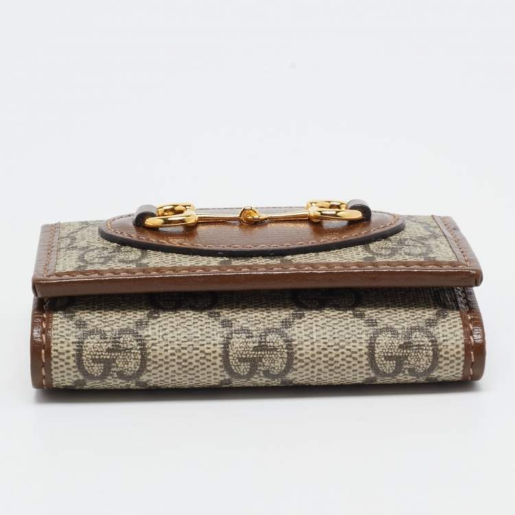 Pre Owned Gucci Beige/Ebony GG Supreme Canvas and Leather Horsebit Key Case