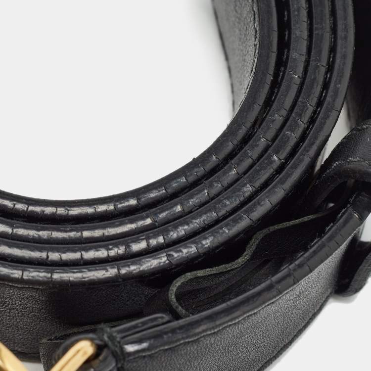 Pre Owned Gucci Black Leather GG Marmont Buckle Belt 90 CM