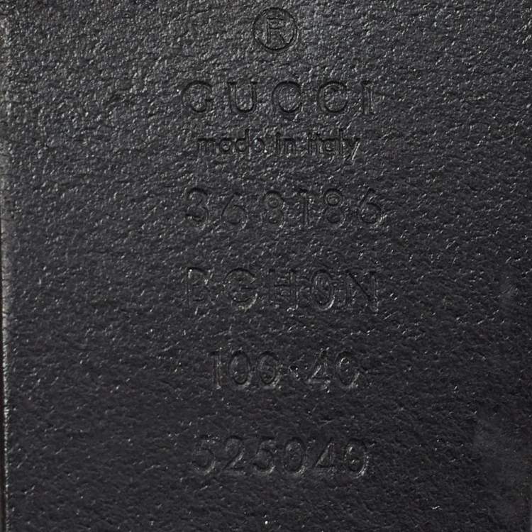 Pre Owned Gucci Black Leather Interlocking G Buckle Belt 100CM