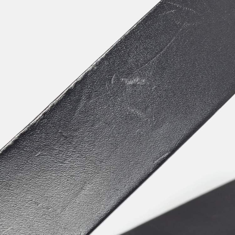 Pre Owned Gucci Black Leather Interlocking G Buckle Belt 100CM