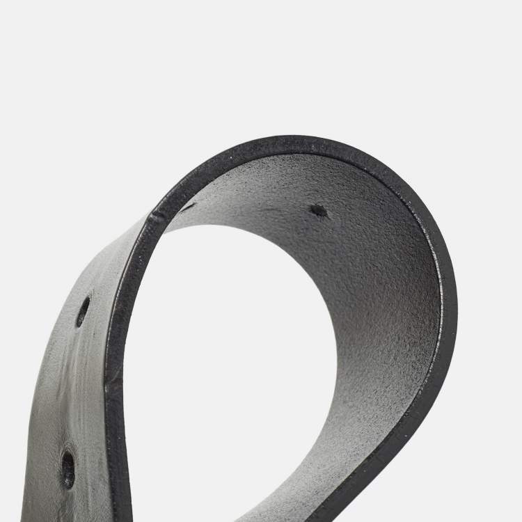 Pre Owned Gucci Black Leather Interlocking G Buckle Belt 100CM