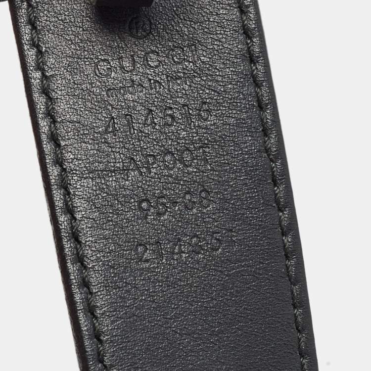 Pre Owned Gucci Black Leather GG Marmont Slim Belt 95 CM