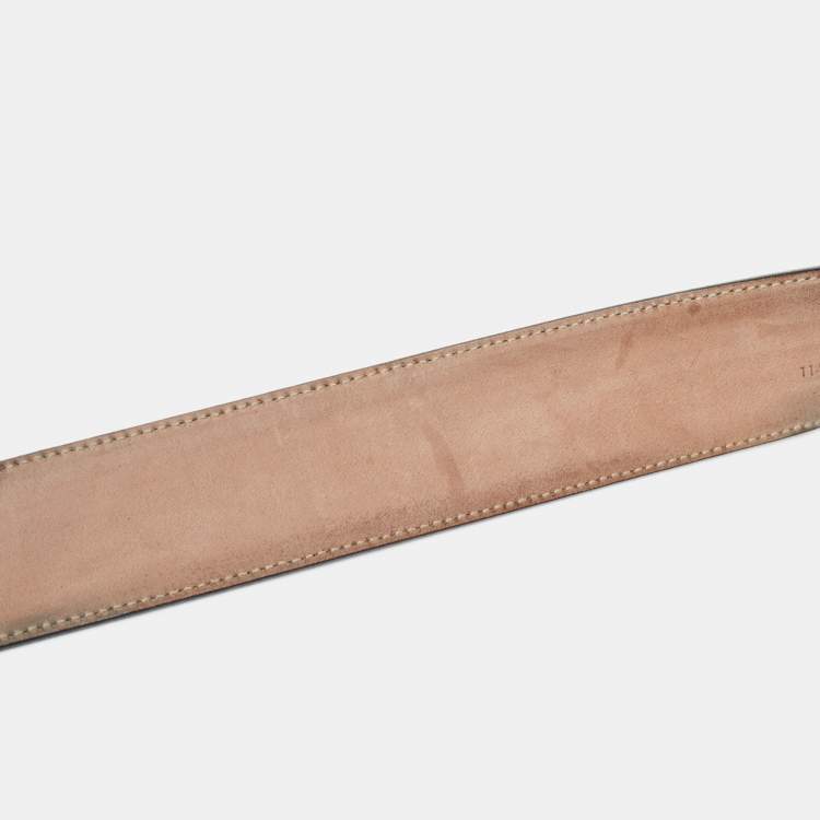 Pre Owned Gucci Beige/Brown GG Canvas and Leather Interlocking G Buckle Belt 95 CM