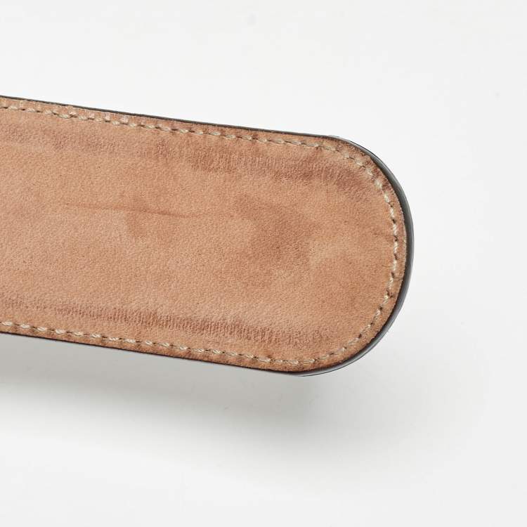 Pre Owned Gucci Beige/Brown GG Canvas and Leather Interlocking G Buckle Belt 95 CM