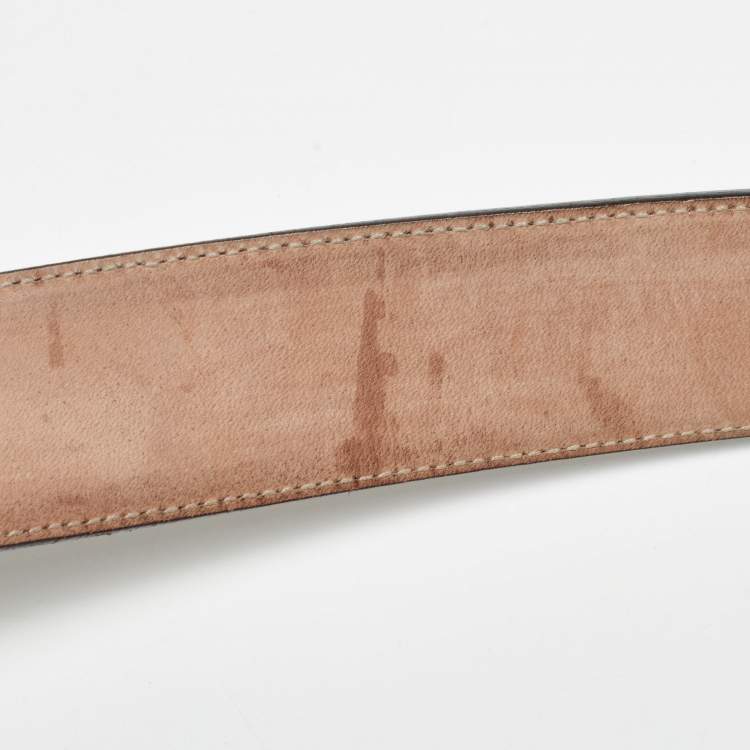 Pre Owned Gucci Beige/Brown GG Canvas and Leather Interlocking G Buckle Belt 95 CM