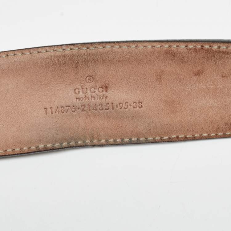 Pre Owned Gucci Beige/Brown GG Canvas and Leather Interlocking G Buckle Belt 95 CM