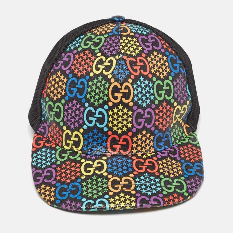 Pre Owned Gucci Multicolor Psychedelic GG Coated Canvas and Mesh Baseball Cap XL