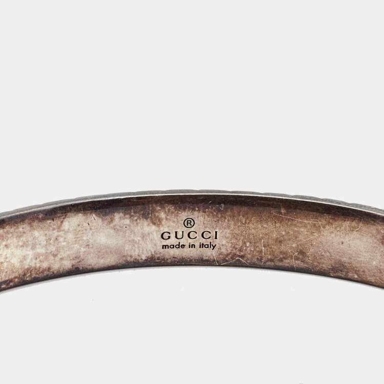 Pre Owned Gucci Cat Sterling Silver Cuff Bracelet 18