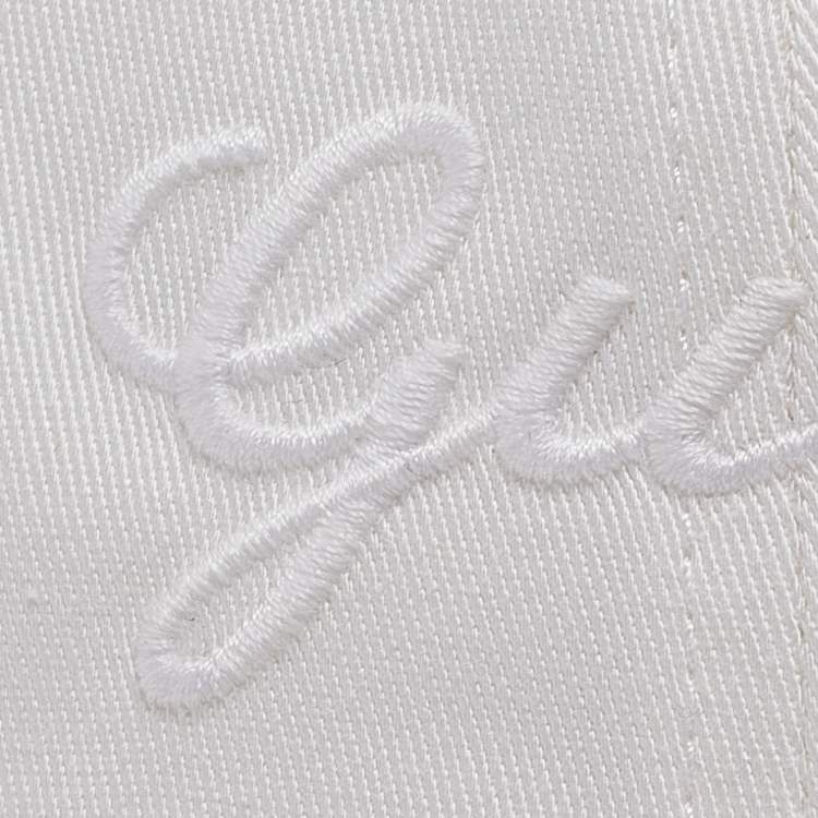 Pre Owned Gucci White Logo Embroidered Cotton Baseball Cap 