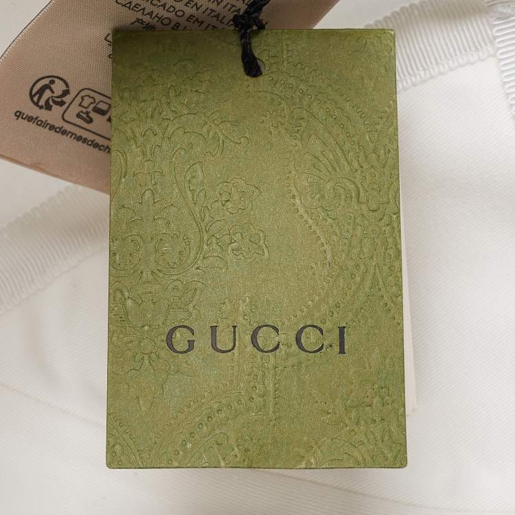 Pre Owned Gucci White Logo Embroidered Cotton Baseball Cap 