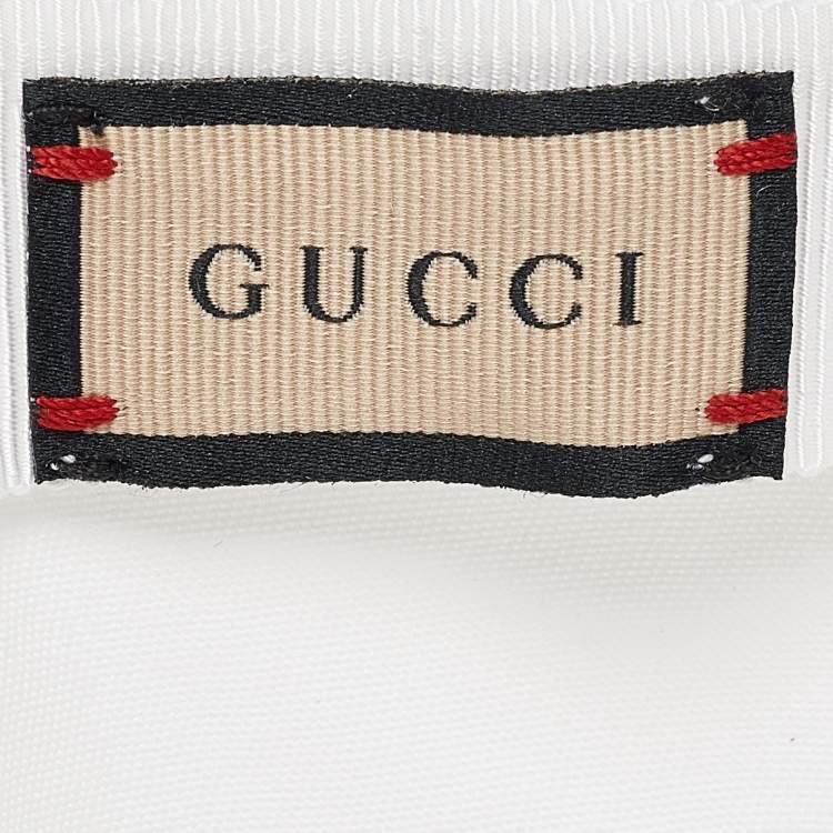 Pre Owned Gucci White Logo Embroidered Cotton Baseball Cap 