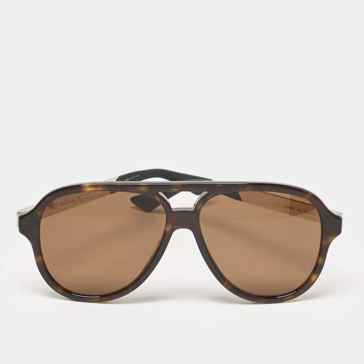 Pre Owned Gucci Dark Brown GG0688S Aviator Sunglasses