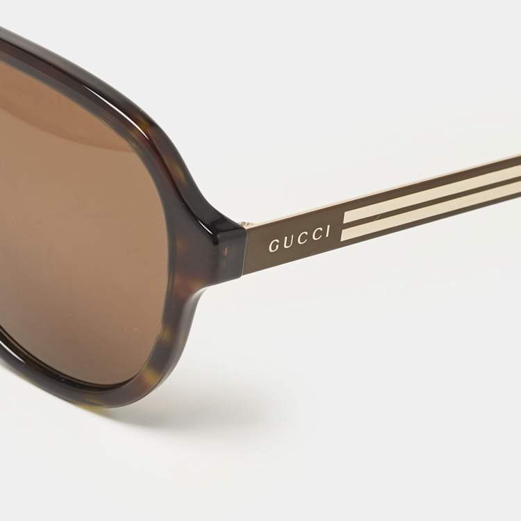 Pre Owned Gucci Dark Brown GG0688S Aviator Sunglasses