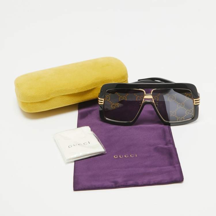Pre Owned Gucci Black/Gold GG0900S Seasonal Icon Shield Sunglasses