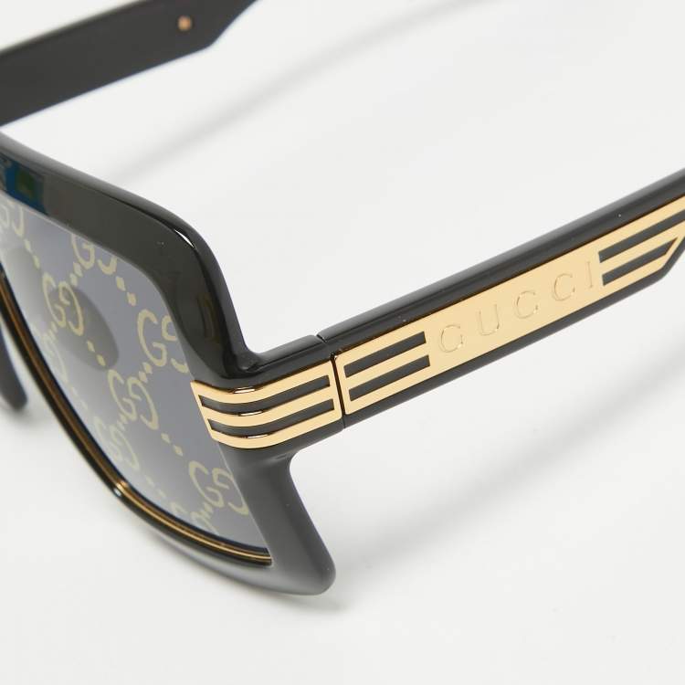 Pre Owned Gucci Black/Gold GG0900S Seasonal Icon Shield Sunglasses