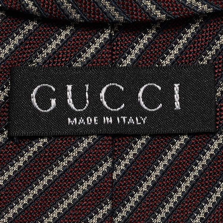 مملوكة مسبقًا Gucci Vintage Black/Maroon Diagonal Striped Silk Traditional Tie 