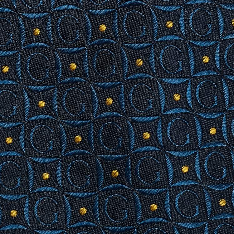 مملوكة مسبقًا Gucci Vintage Blue G Jacquard Silk Traditional Tie 
