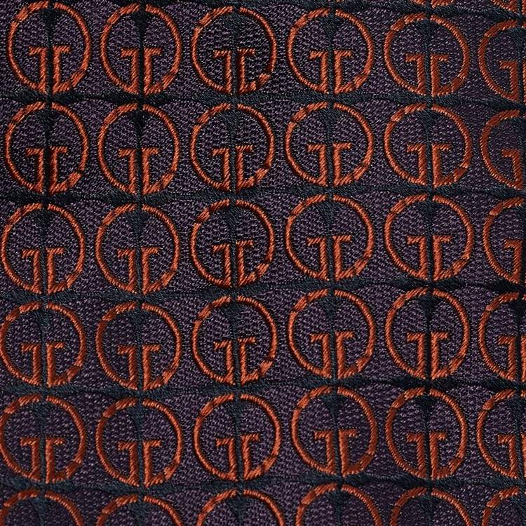 Pre Owned Gucci Vintage Purple/Orange Jacquard Traditional Tie 