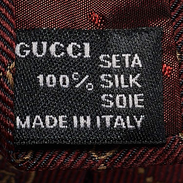Pre Owned Gucci Burgundy GG Jacquard Silk Traditional Tie 