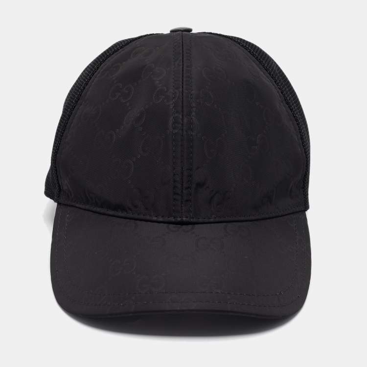 Pre Owned Gucci Black GG Nylon and Mesh Baseball Cap M