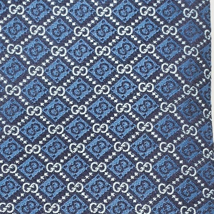 Pre Owned Gucci Blue GG Pattern Silk Tie 