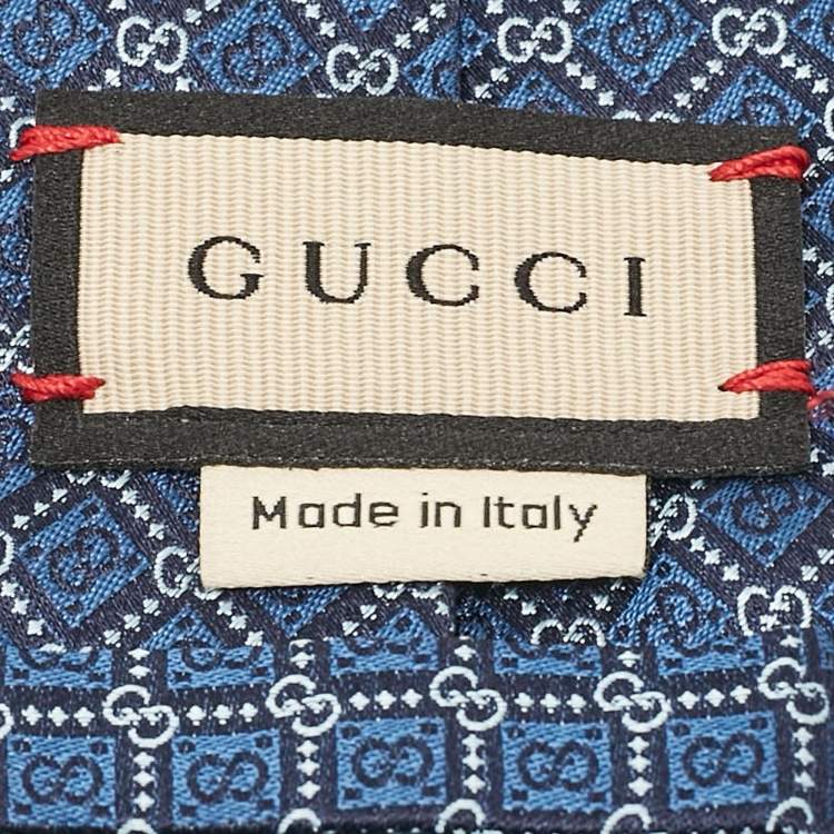 Pre Owned Gucci Blue GG Pattern Silk Tie 