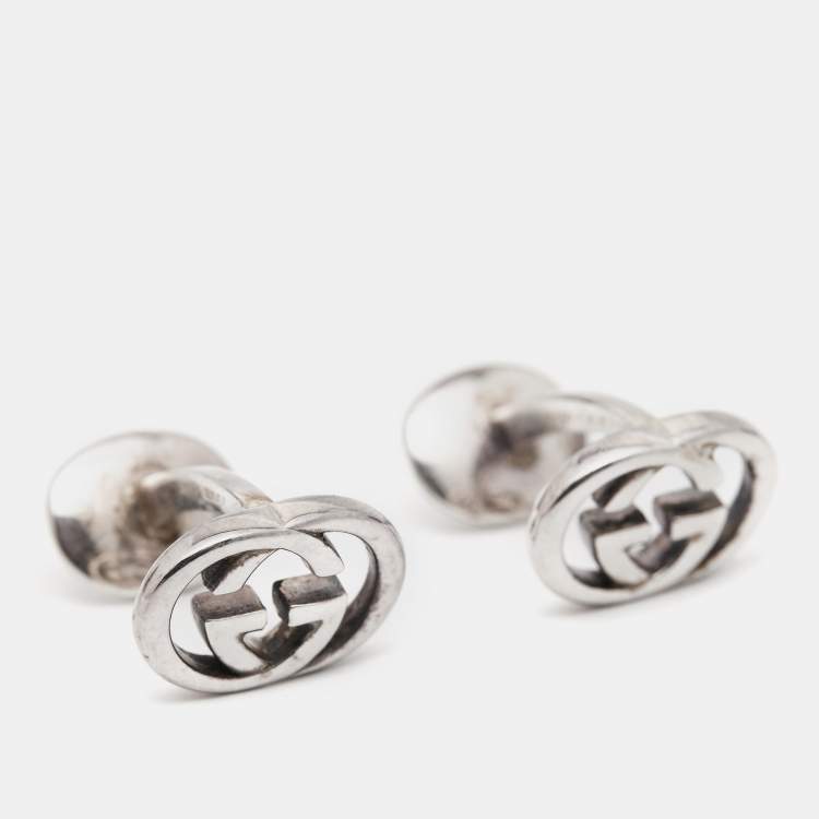 Pre Owned Gucci GG Sterling Silver Cufflinks