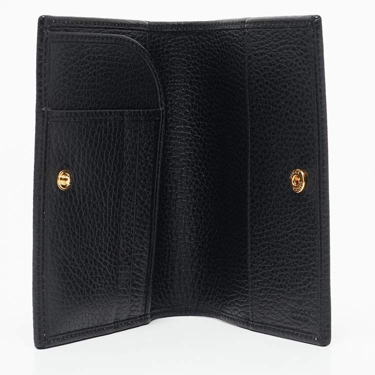 Pre Owned Gucci Black Leather GG Marmont Passport Holder