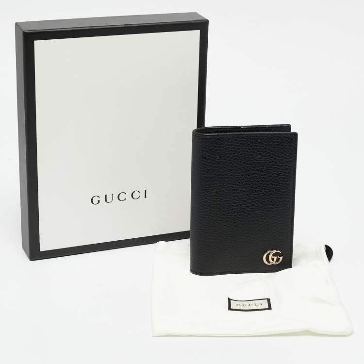 Pre Owned Gucci Black Leather GG Marmont Passport Holder