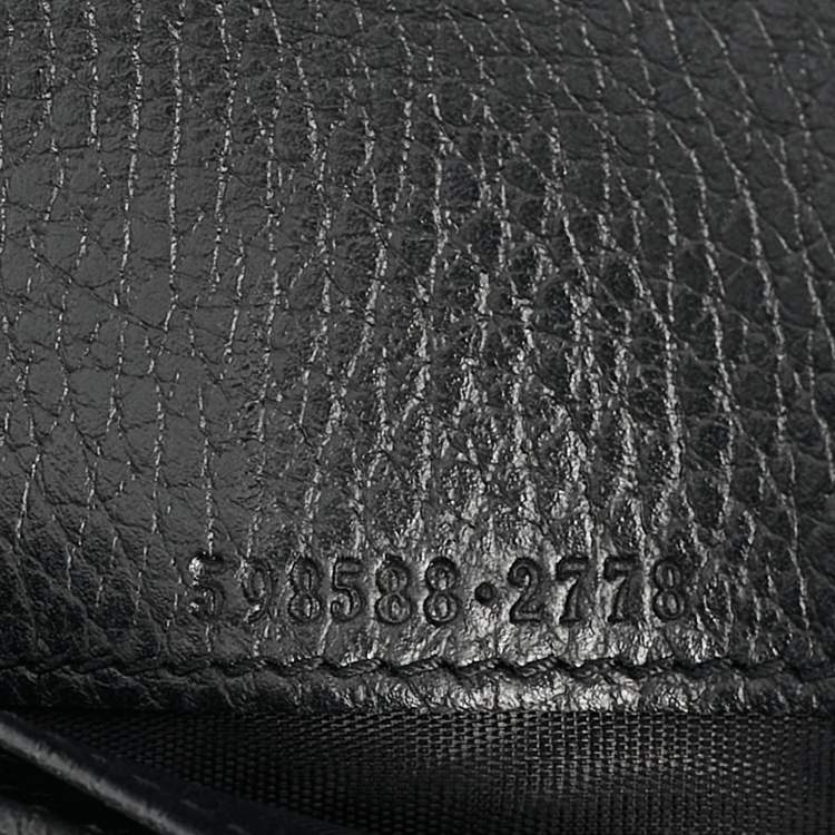 Pre Owned Gucci Black Leather GG Marmont Passport Holder