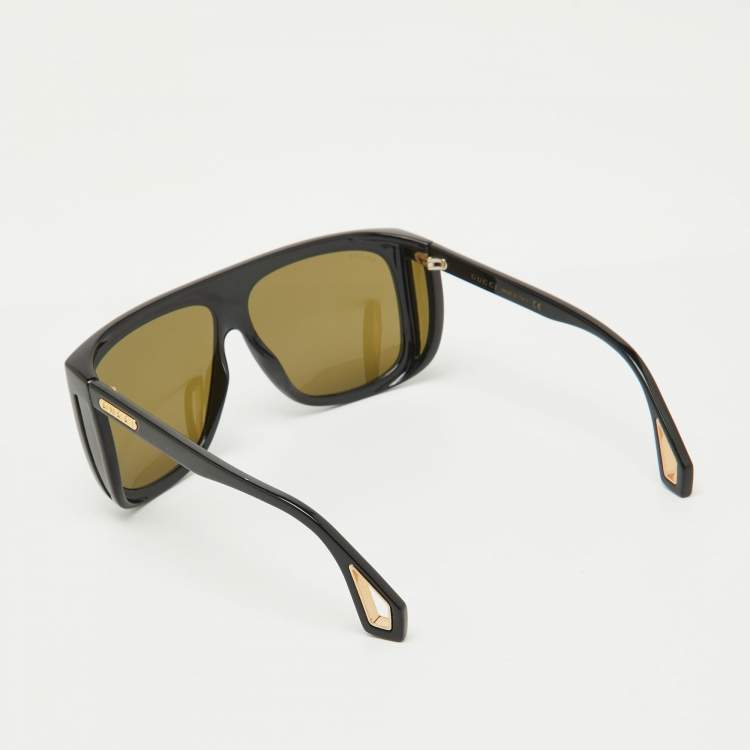 Pre Owned Gucci Black/Green GG0467S Oversized Square Sunglasses