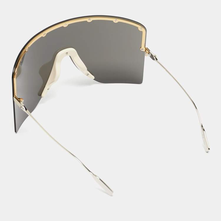 Pre Owned Gucci Black GG1244S Studded Shield Sunglasses