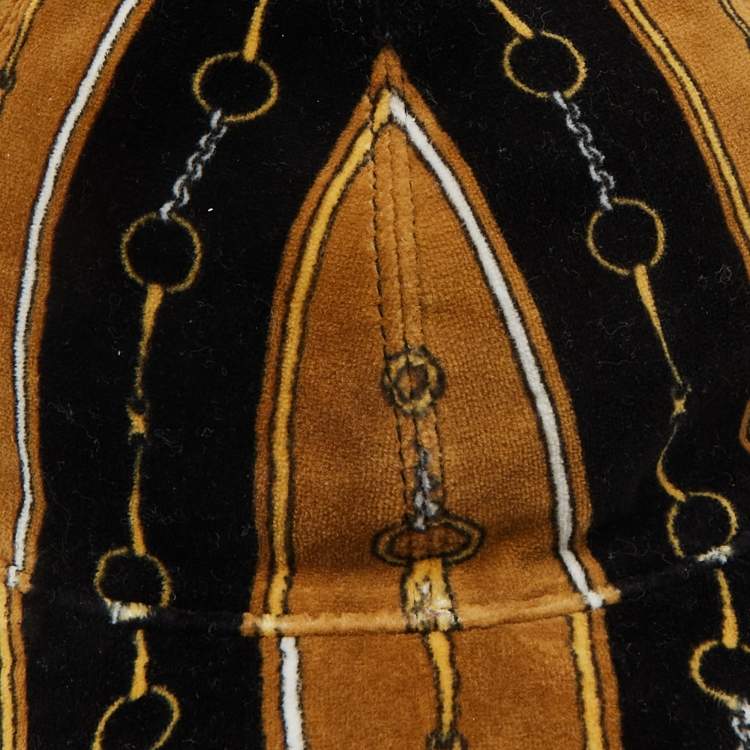 Pre Owned Gucci Black/Brown Chenille Print Velvet Baseball Hat XL
