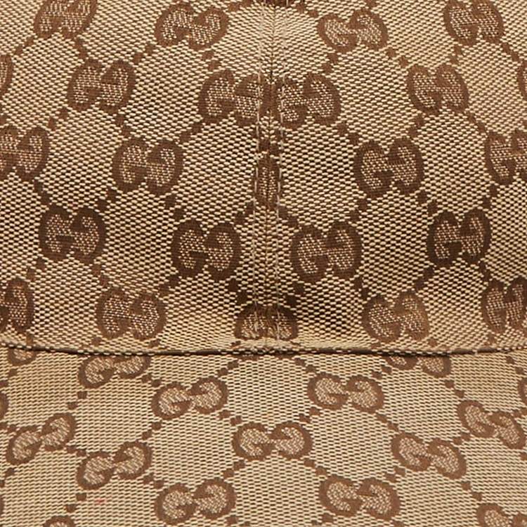 Pre Owned Gucci Beige GG Supreme Canvas Baseball Cap 