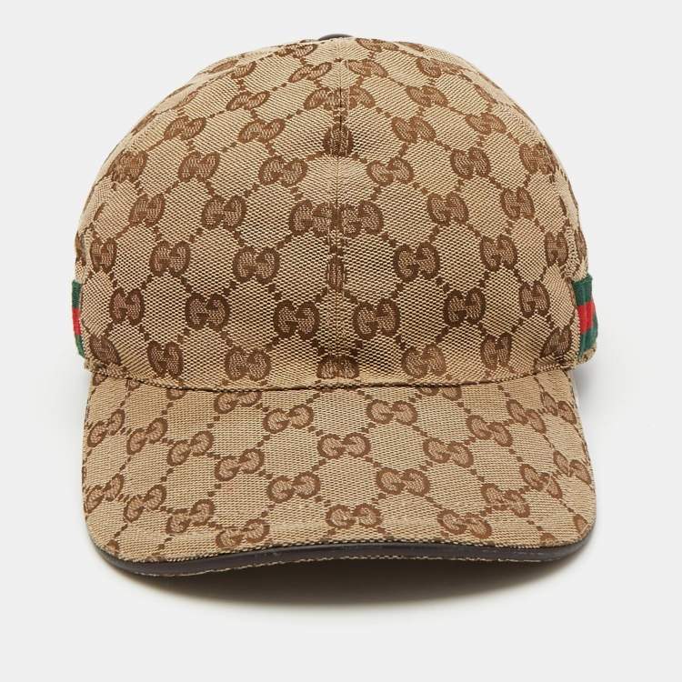 Pre Owned Gucci Beige GG Supreme Canvas Baseball Cap 