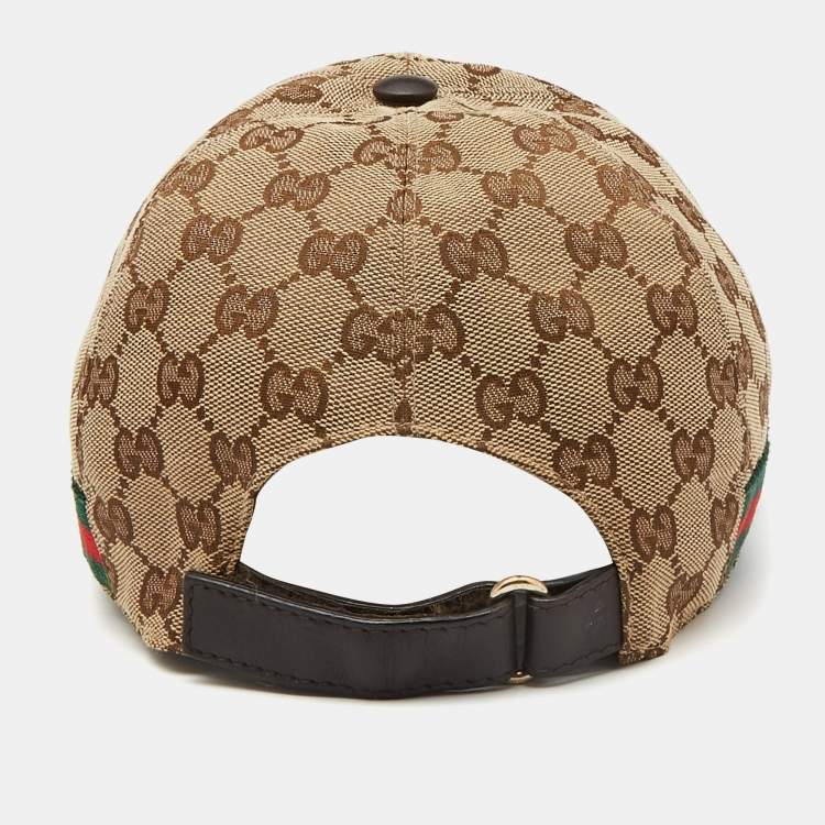 Pre Owned Gucci Beige GG Supreme Canvas Baseball Cap 
