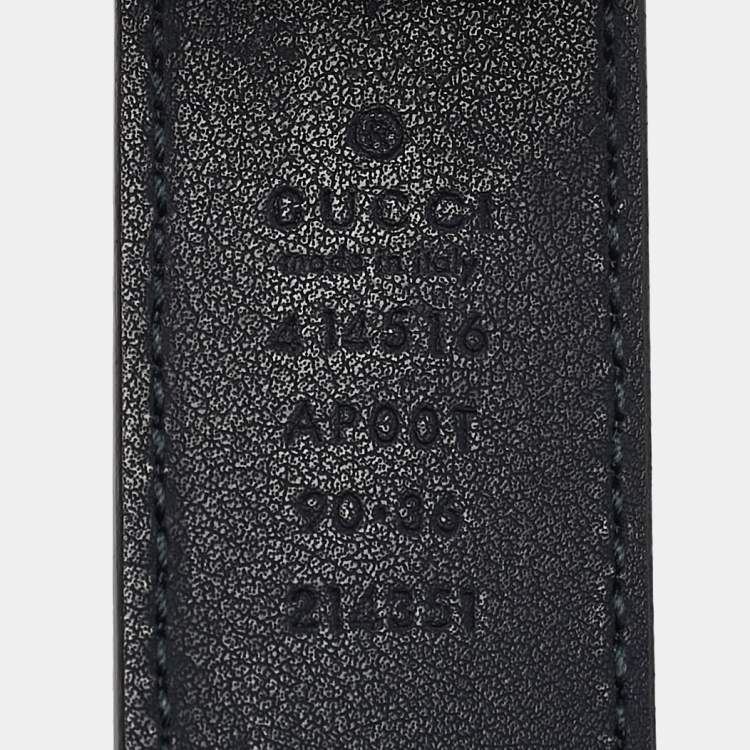 مملوكة مسبقًا Gucci Navy Blue Leather GG Marmont Buckle Belt 90 CM