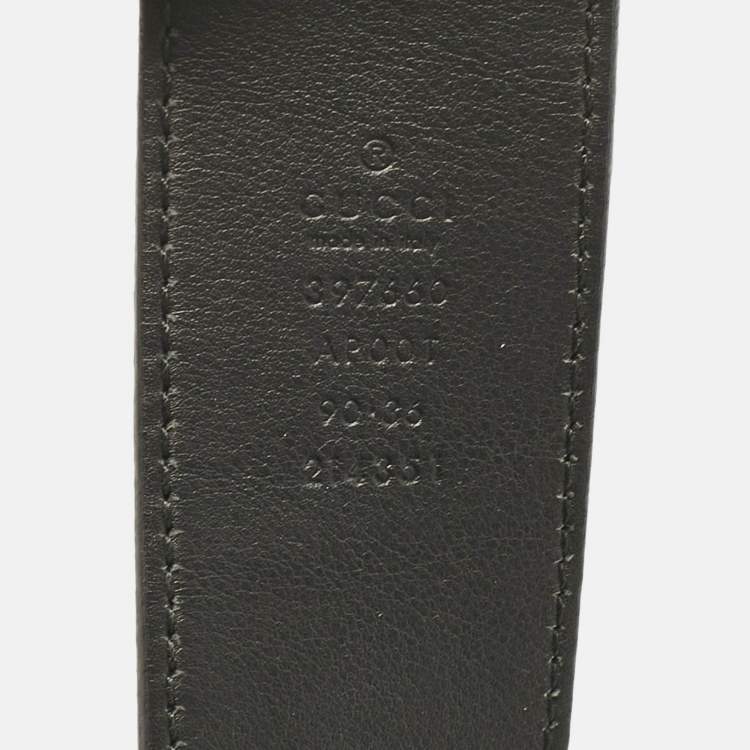 Pre Owned Gucci Black Leather GG Marmont Buckle Belt 90 CM