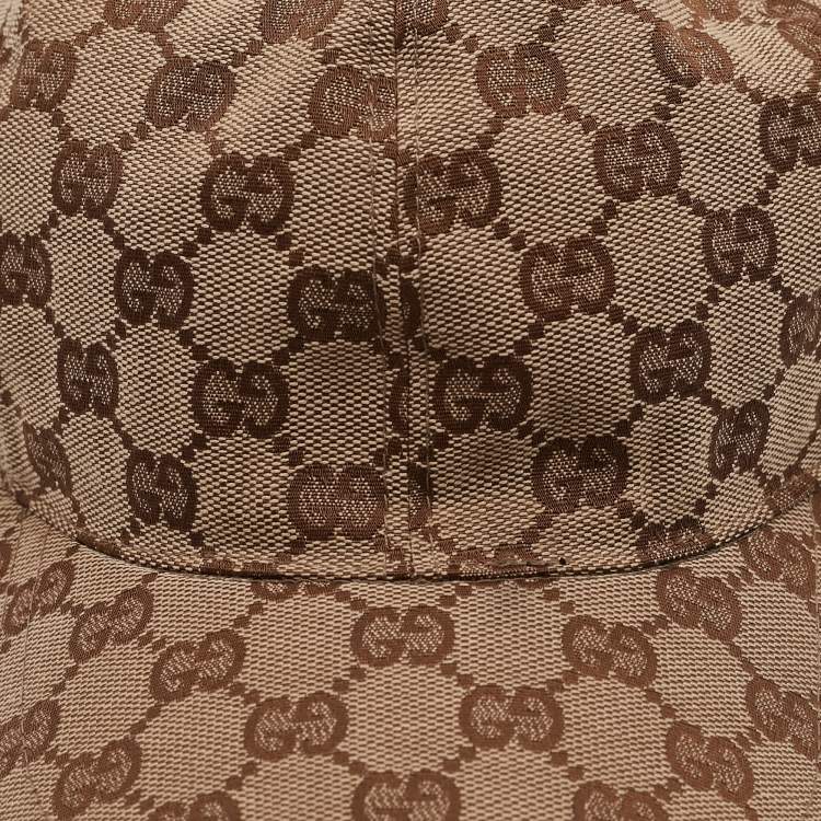 Pre Owned Gucci Beige GG Supreme Canvas Baseball Cap L