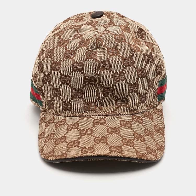 Pre Owned Gucci Beige GG Supreme Canvas Baseball Cap L