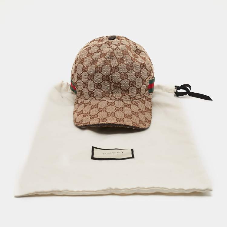 Pre Owned Gucci Beige GG Supreme Canvas Baseball Cap L