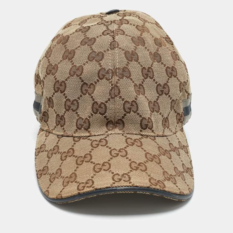 Pre Owned Gucci Brown GG Canvas Baseball Cap M
