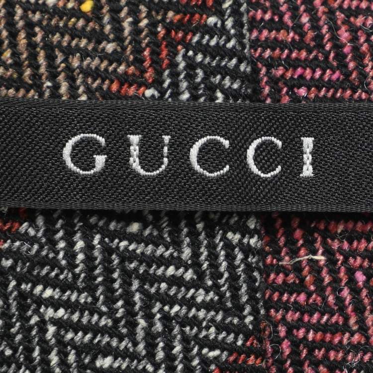 Pre Owned Gucci Multicolor Diagonal Pattern Silk and Wool Tie